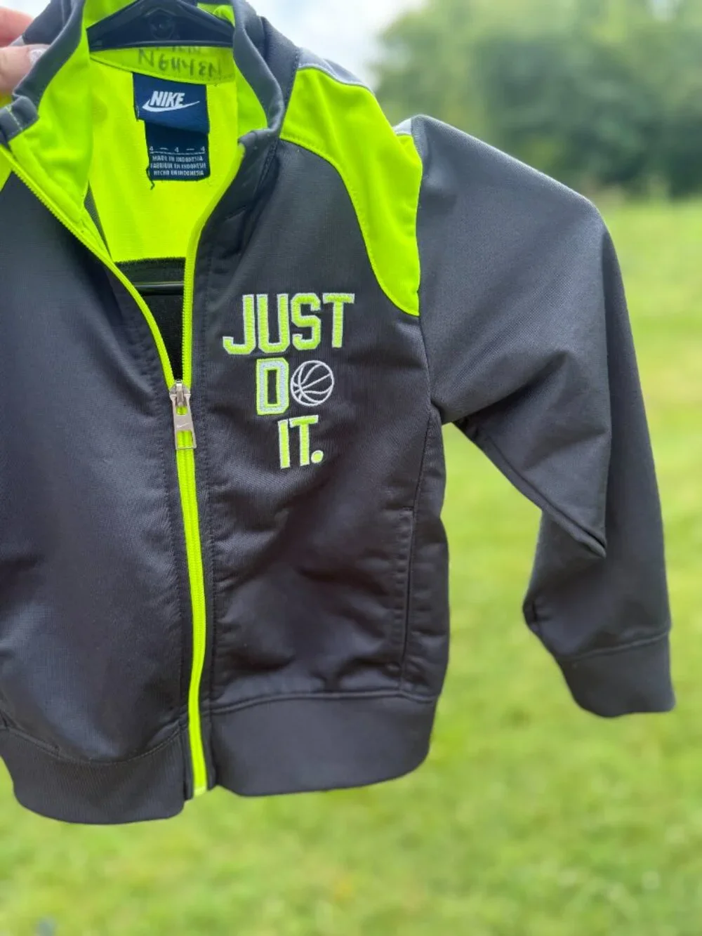 Nike Just Do It Toddler Track Jacket Neon Sporty Athleisure 4T Zip Up 3922